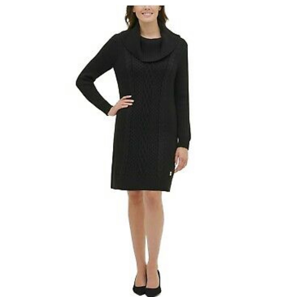 Tommy Hilfiger Cowlneck Solid Sweater Dress